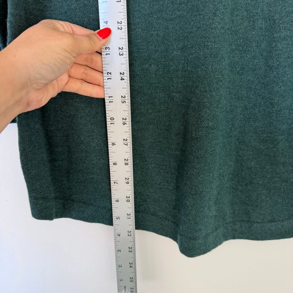 J. Jill NWT Forest‎ Green Heather V-Neck Tunic Sweater Cotton Blend Medium - Picture 7 of 8